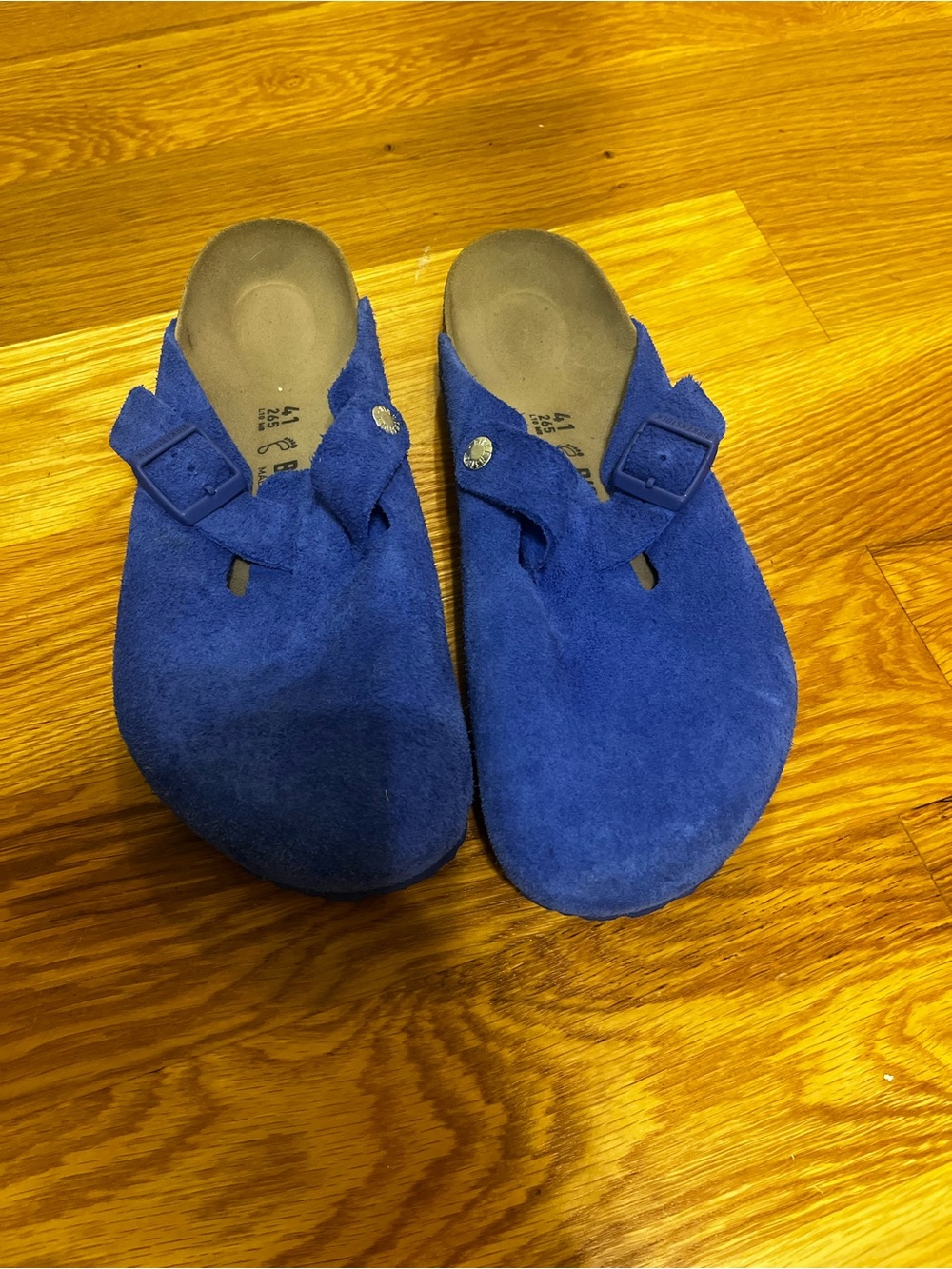 Bright  Blue Suede Slip-On Clog - Comfortable Everyday Shoe